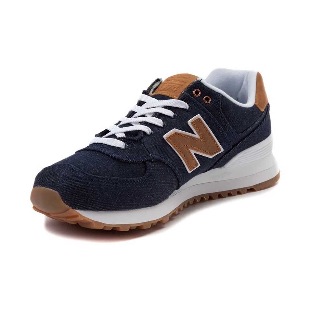 NWB New Balance Classic 574 Denim Leather Sneaker - Picture 2 of 8